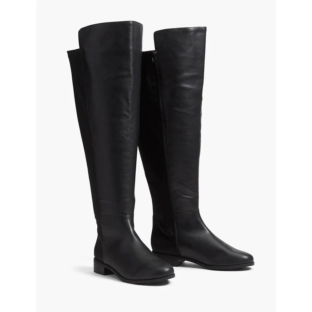 Lane Bryant Smooth 50/50 Silver Rand Boots Black Tall Riding Boot 11W 11 Wide - Picture 1 of 13